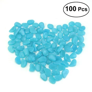 

100pcs Luminous Cobblestones Pebbles Stones Glow in the Dark for Aquarium Fish Tank Gravel Decorations For Garden Yard (Blue)