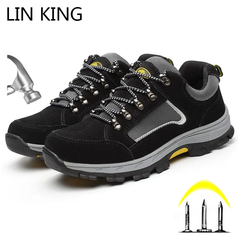 LIN KING/модные женские ботинки больших Размеры 48 рабочие для Для мужчин
