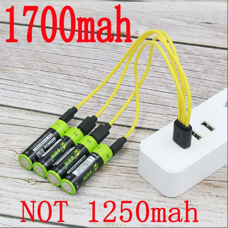 ZNTER AA 1 5 V 1700mah 2550mwh емкость USB перезаряжаемая литиевая usb батарея кабель