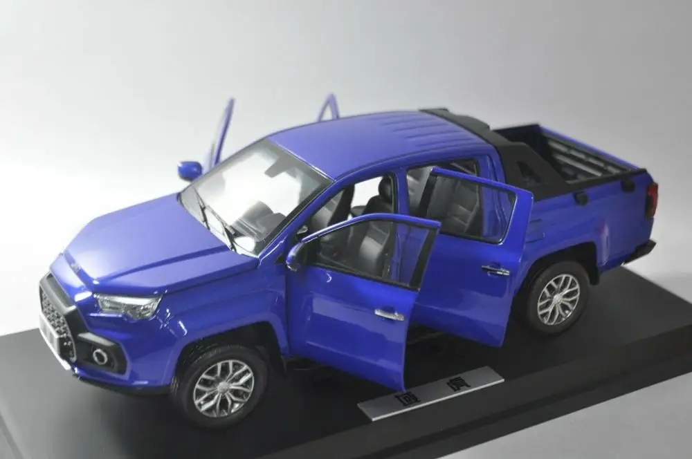 1:18 литая под давлением модель для JMC Yuhu 7 синий пикап игрушечный автомобиль миниатюрная коллекция подарок грузовик китайский бренд JAC