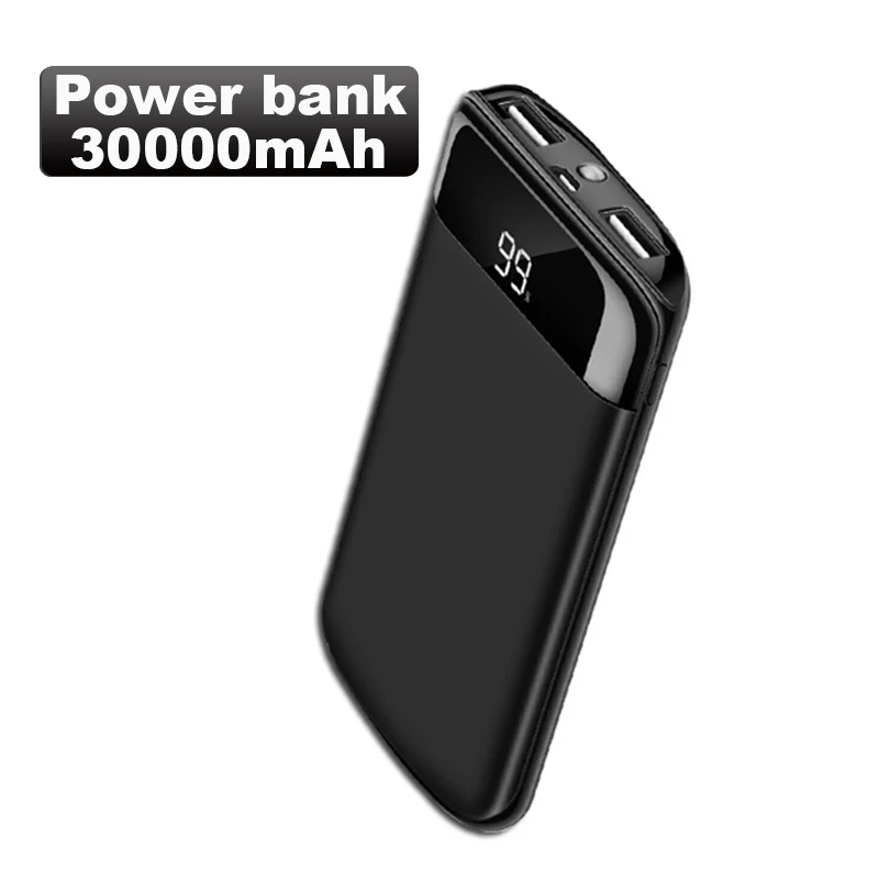 

Top 30000mah Power Bank External Battery PoverBank 2 USB LCD Portable Mobile phone Charger For SAMSUNG S7 S8 iphone Xiaomi MI LG