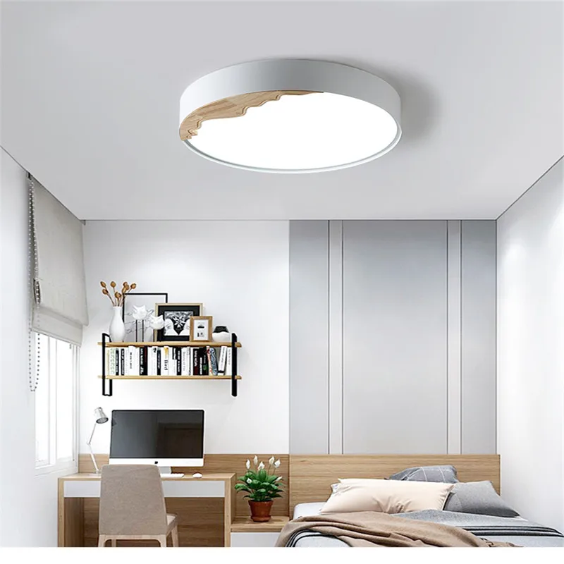Nordic Loft Log Master Bedroom LED Ceiling Lights Creative Solid Wood Children Room Lamp Ultra-Thin Kitchen LED Ceiling Light
