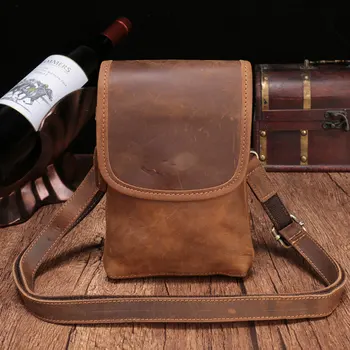 

Genuine Leather Male Waist Fanny Packs Belt Bags Small Messenger Shoulder Men Phone Pouch Card Holder Key Cigarette Case