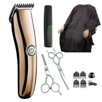 

Hair Clipper Set Black Haircut Cloth Scissors Professional Electric Trimmers Rechargeable Shaver Beard Cutting Machine