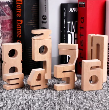 

Shape Geometric Recognition Early Education Puzzle Building Blocks Children Toys Rainbow Large Particle Digital Jengle Wooden