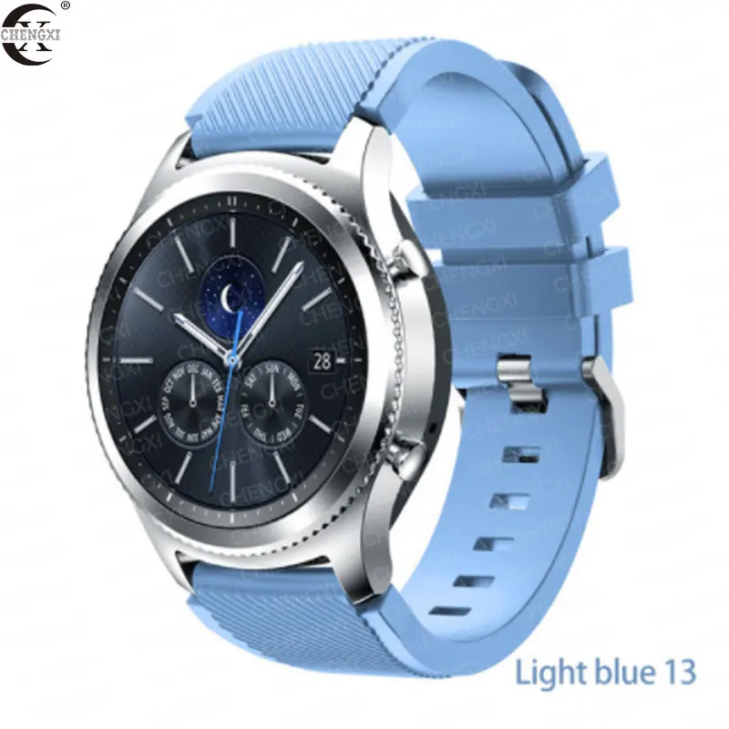 Chengxi для samsung Galaxy ремешок для часов 46 мм 42 мм 22 мм 20 мм силиконовый ремешок для часов huawei watch GT ремешок amazfit bip 47 44 40 active2 - Цвет ремешка: Light-blue-13
