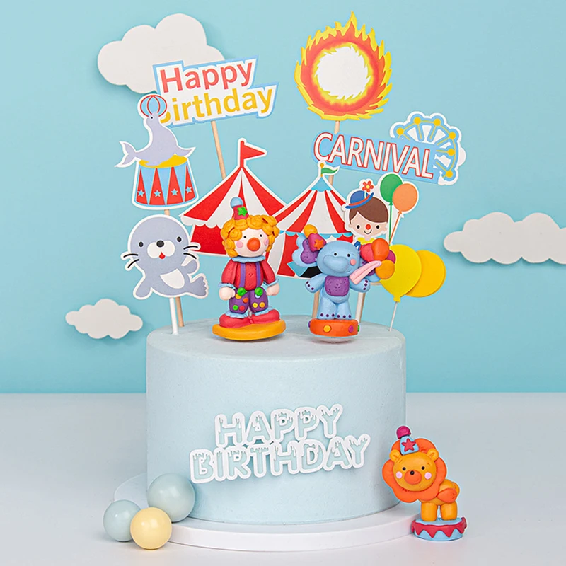 Decoration De Gateau En Forme D Elephant De Cirque Roue De Feu Lion Joyeux Anniversaire Vide Fournitures De Patisserie Cadeau Pour Bebe Aliexpress