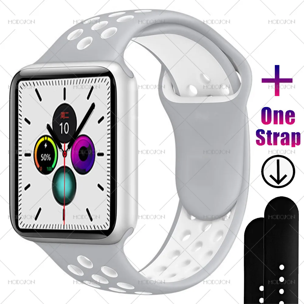 MODOSON Смарт-часы iwo 12 Series 5 ЭКГ монитор сердечного ритма 30 циферблатов 44 мм 40 мм часы SmartWatch iwo 11 для Apple iphone Android - Цвет: Silver Gray White