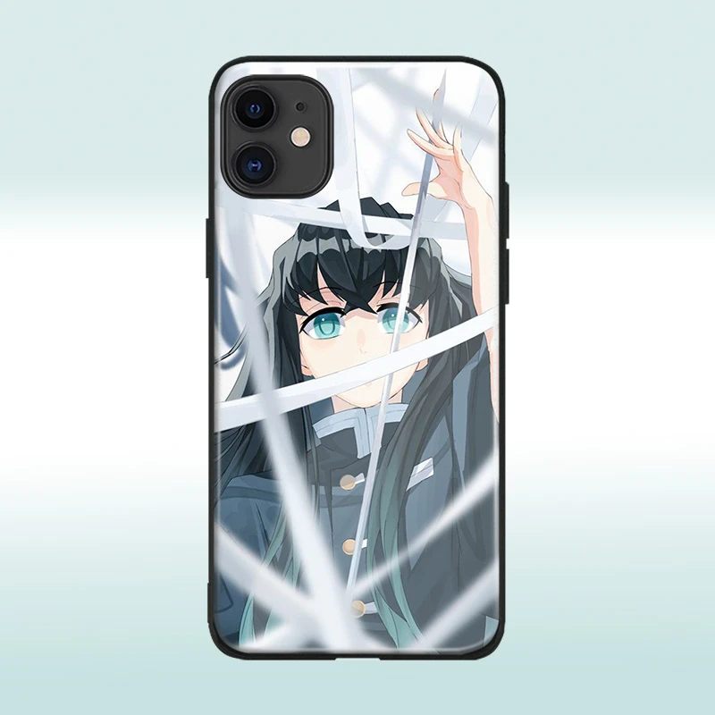 Muichiro Tokito Kimetsu No Yaiba Phone Case Glass Shell For Iphone 6s 7 8 X Xr Xs 11 Pro Max Samsung S Note 8 9 10 Ultra Plus Phone Case Covers Aliexpress