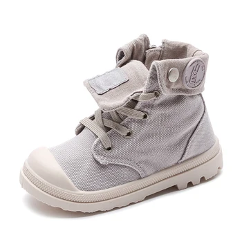 

JJ ZE1-2 New Kids Sneakers High Children's Canvas Shoes Boys And Girls Child Baby Martin Boots Casual Military Boots JJ