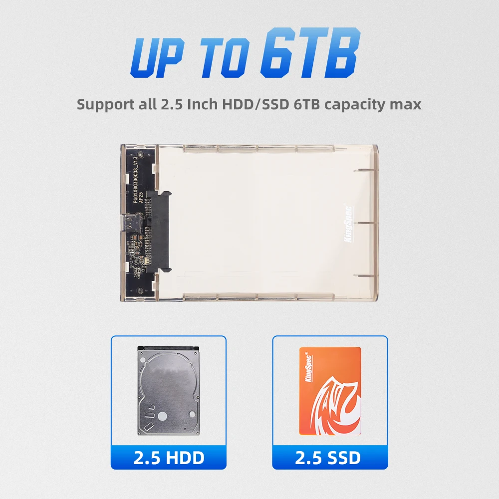 Чехол для жесткого диска KingSpec 2 5 дюйма SATA к USB адаптеру корпус внешнего HDD коробка