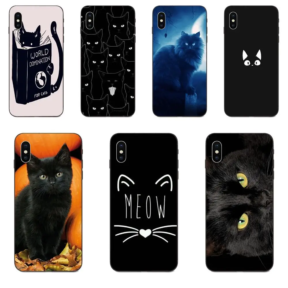 Черный кот потерянный в книгах для Galaxy A8 A9 Star Note 4 8 9 10 S3 S4 S5 S6 S7 S8 S9 S10 Edge Lite Plus Pro G313