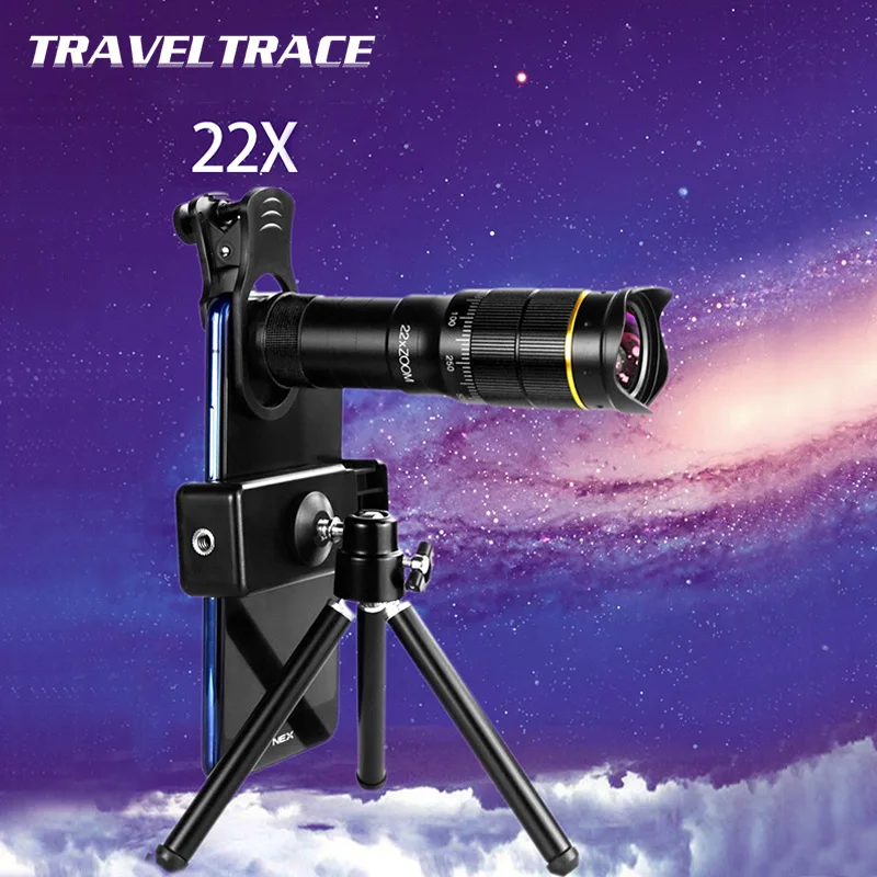 

22X High Powerful Monocular for Smartphone Mini Telescope Camera Mobile Phone Adapter Tripod HD Definition Lens Telephoto Zoom