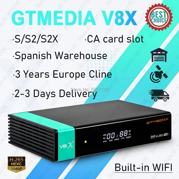 

1080P DVB-S2 GTmedia V8X Freesat Satellite Receiver FTA Decoder upgraded GTmedia v8 nova v9 super with 3 years Europe cline