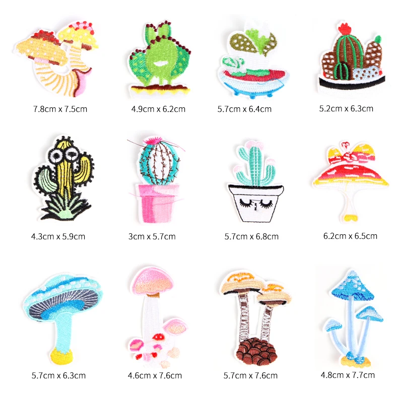 

Mushroom Cactus DIY Cloth Badges Mend Decorate Iron On Patch Clothes Apparel Sewing Decoration Applique Sew On Patches