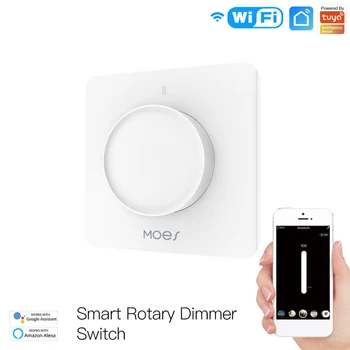 

EU WiFi Smart Rotary Light Dimmer Switch 100-240V Tuya/smart Life APP Remote Control Works With Alexa Google Home Automation