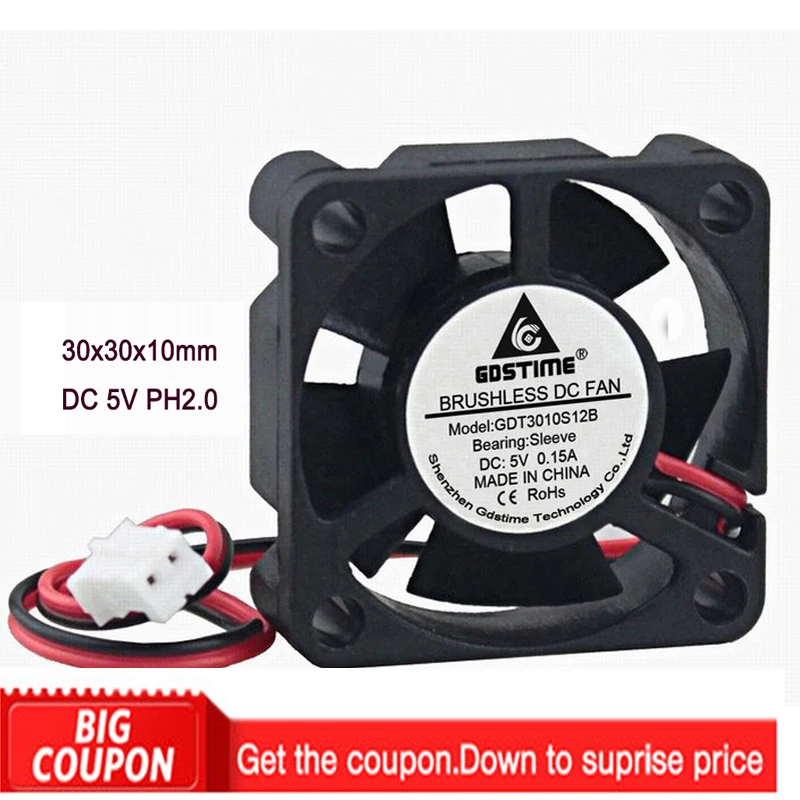 

Promotion DC 5V 30MM 30mmx10mm Cooler Fan 3010 3CM 5 blade Brushless Computer Case Cooling Fan