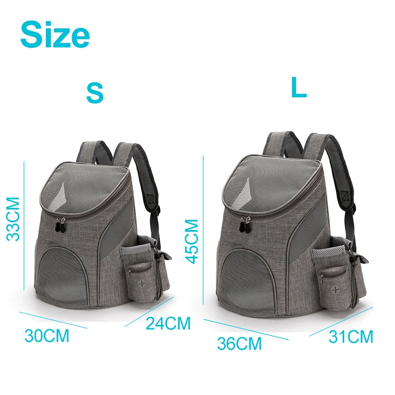 High Quality Dog Backpack Nylon Portable Zipper Breathable Pet Carrier Bags Outdoor Travel Double Mesh Cat Shoulder Bag For Pets