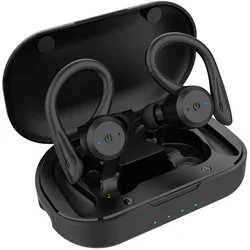 Long Battery Life Waterproof Bluetooth Earphones: Dual Style Sport Wireless Headset with IPX7 Rating (Black)