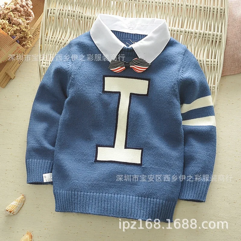 Коллекция года, осенне-зимний стильный Детский свитер в Корейском стиле для мальчиков и девочек Детский свитер с рисунками из мультфильмов, Qing