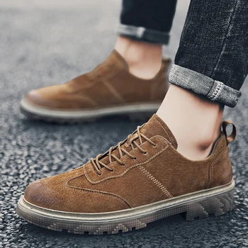 

Hot Casual Shoes For Youth Hard-Wearing Leather Man Casual Sneakers Low Ankle Men Lace Up Sneakers Brand Fashion Shoes Men