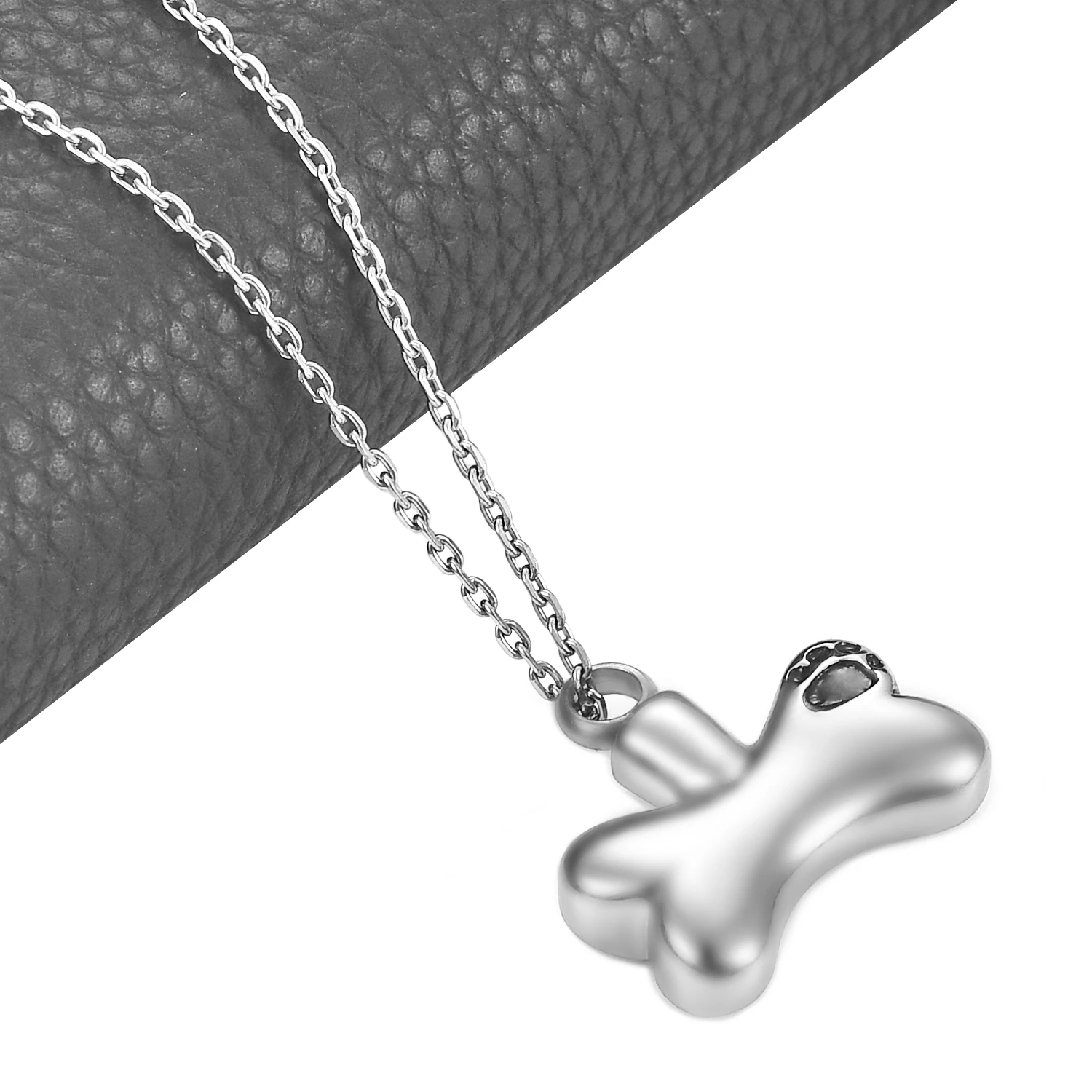 High Quality Stainless Steel Bone Print Dog Paw Pendant Pet Small Urn Cremation Ashes Souvenir Jewelry