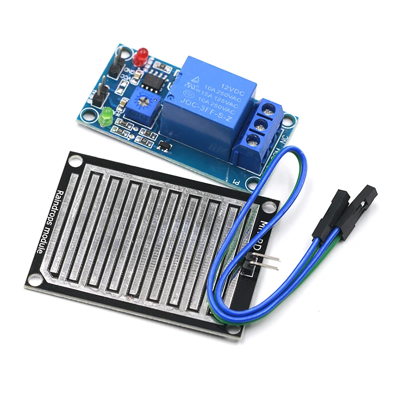 

Rain water sensor module + DC 5V 12V Relay Control Module Rain Sensor Water Raindrops Detection Module for Arduino robot kit