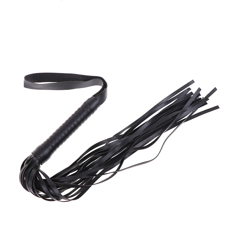 High Quality Pu Leather Pimp Whip Racing Riding Crop Party Flogger Hand Cuffs Queen Black Horse Riding Whip 1pcs