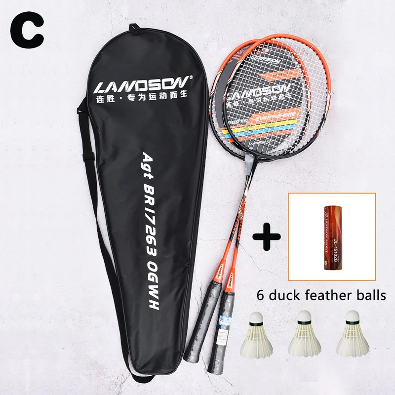 

LANDSON aluminum glass integrated Eastic & Durable badminton racket amateur junior badminton racket badminton racket set