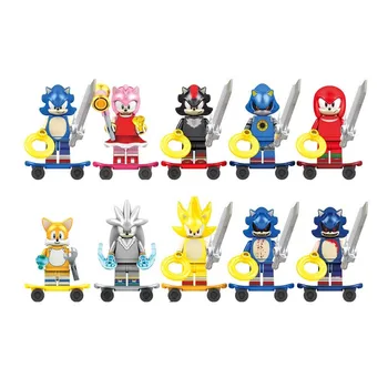

DISNEY Super Sonic Minifigures Building Blocks Sonic The Hedgehog Amy Rose Shadow Nakkurusu Teirusu Action Figures Toys For Boys
