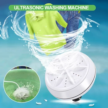 

Mini Ultrasonic Washing Machine Rotating Washer With USB Cute Automatic Washer Prevent Winding Wave Wheel Portable Household