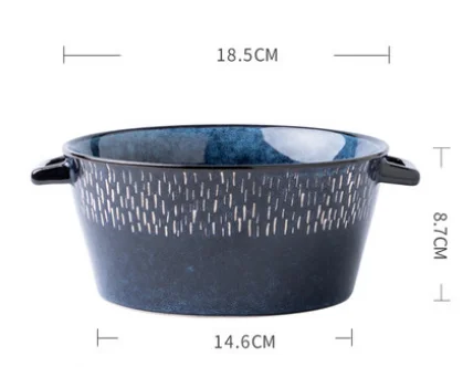 Бытовая Посуда с двойными ушами, миска для супа, индивидуальная, простой стиль, керамическая лапша, тарелка для пасты, глубокое блюдо, кухонные принадлежности LA206 - Цвет: style 1