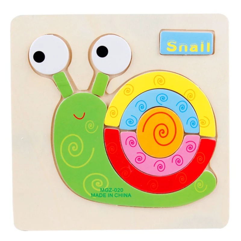 Деревянные развивающие головоломки, Обучающие 3D деревянные головоломки для детей 3 лет, детские игры для мальчиков и девочек - Цвет: snail