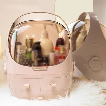 

Makeup Organizer Modern Clear Cosmetic Storage Box Display Boxes with Handle Drawers for Bathroom,Dresser Vanity and Countertop