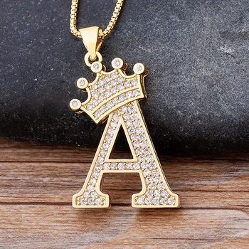 Crown Diamond Alphabet Necklace