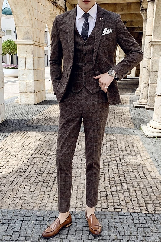 2020 abito da uomo nuovo arrivo abito a tre pezzi versione coreana British  Slim Check Wedding Casual Business Suit abito da uomo di alta qualità -  AliExpress Men's Clothing