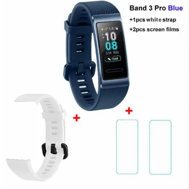 Huawei Band 3 Pro Band 3 0,95 дюймов Поддержка gps NFC трекер плавание Водонепроницаемый Bluetooth фитнес-трекер сенсорный экран - Цвет: 3P Blue n whi n film