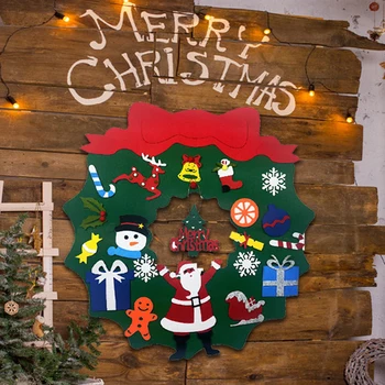 

Christmas Wreath Decoration Children'S Handmade Diy Three-Dimensional Felt Cloth Christmas Tree Hanging Party Supplies