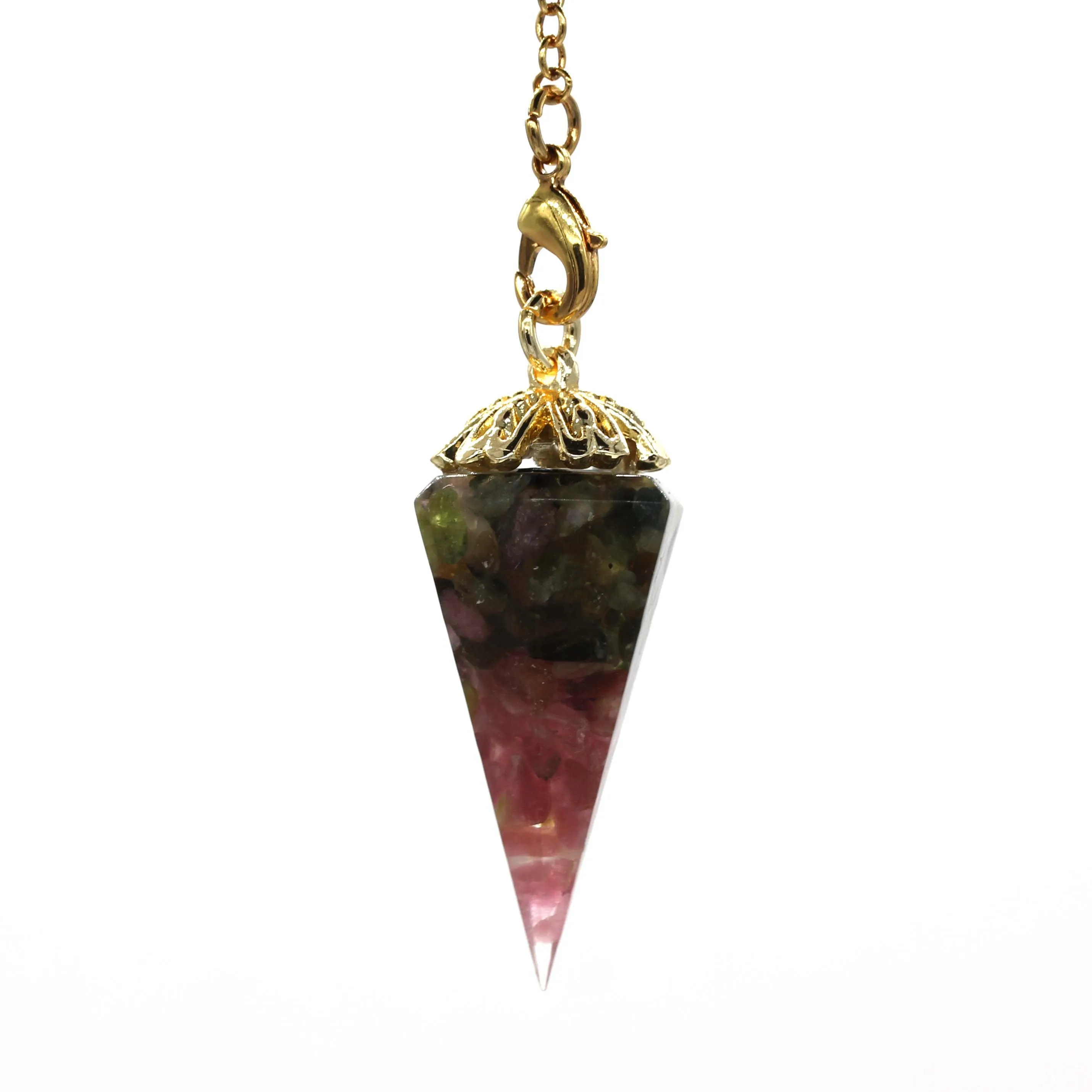 Tourmaline Светильник из крафт-бусин желтого золота, торгонит, лазурит, шестиугольная пирамида, подвеска из смолы, цитрин, маятник для изготовления украшений - Окраска металла: Tourmaline