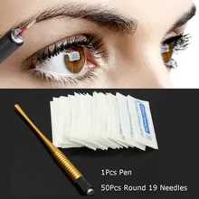 Профессиональный сплав золота микролезвие для татуировок ручка tebori бровей глаз губ постоянный макияж ручная машинка с 50 шт. круглые 19 игл