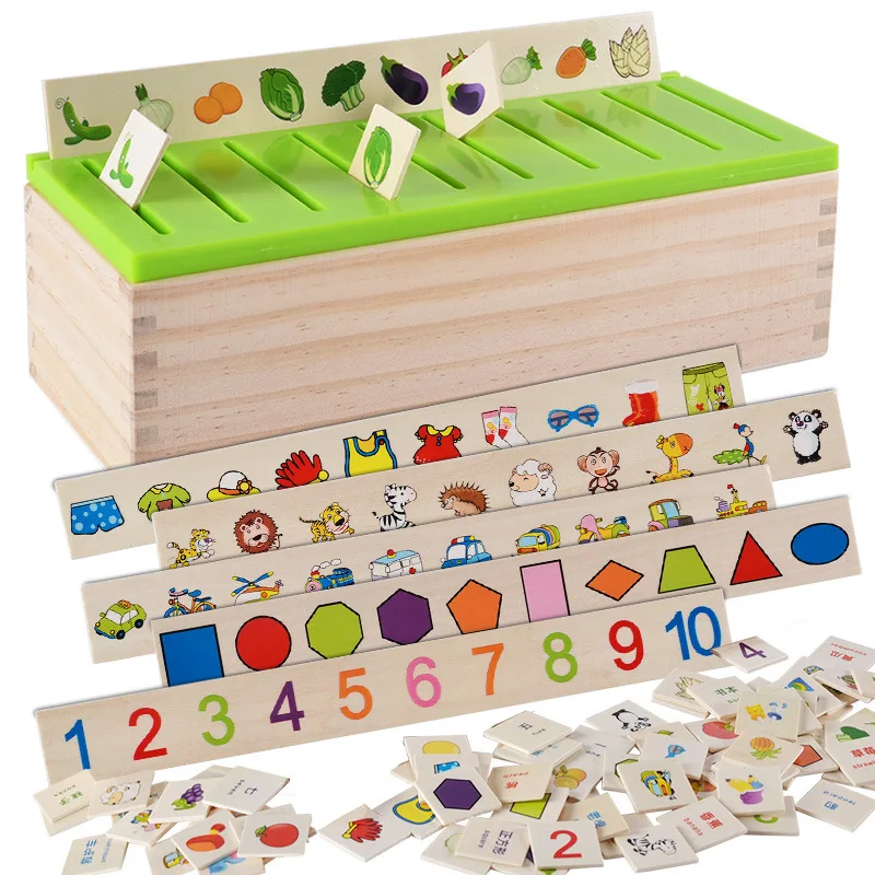 Деревянная коробка, Цифровая форма, парная классификация данных, коробка раннее образование Монтессори, пазлы, игрушки для детей, Вечерние игры