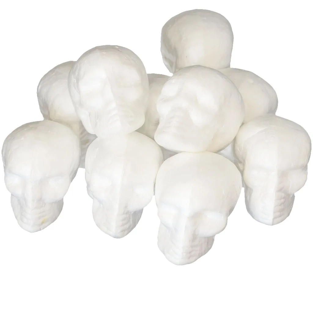 10pcs Foam Skull 55mm Solid Small White Styrofoam DIY Craft Hallowmas Decor