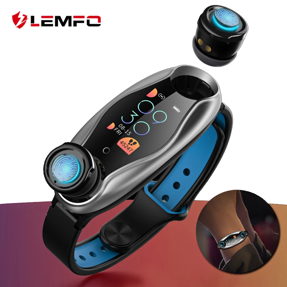 

LEMFO LT04 Fitness Bracelet Wireless Bluetooth Earphone 2 In 1 Bluetooth 5.0 Chip IP67 Waterproof Sport Smart Watch Wristband