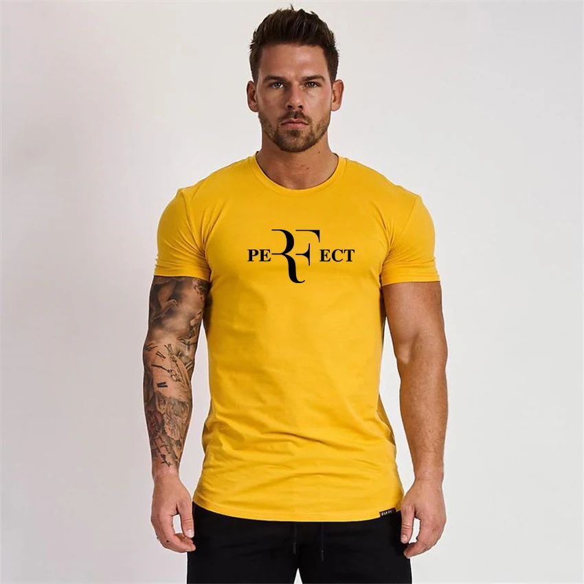 Perfect Roger Federer RF Round Neck Slim T-shirts