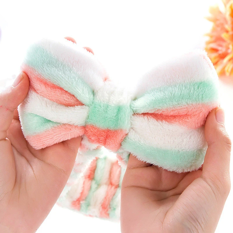 2019 New Arrival Women Head Wrap Soft Coral Fleece Makeup Headband Washing Face Turban Bow Hairband Hair Turban 1111