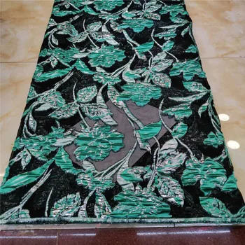 

Jacquard Lace Brocade Fabric Lace black green with Feather African Fabrics Nigerian Tulle Mesh Lace for Bridal Organza Lace