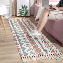 Хлопковый нескользящий коврик с кисточками для двери и дивана, ковер, гобелен, одеяло, декор в этническом стиле и дизайн с кисточками, не только красивый