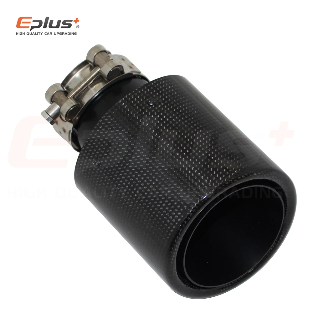 Car Glossy Carbon Fibre Exhaust Muffler Pipe Tip Curl Universal Black Stainless Mufflers Decorations for Akrapovic