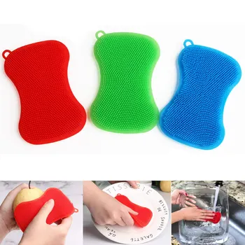 

3Pcs Kitchen Gadgets Brush Silicone Sponge Dish Washing Accessories Flexible Reusable Sponges for Dishes DEC889