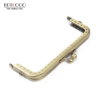 

10.5cm Square Metal Purse Frame Handle for Clutch Bag Handbag Accessories Making Kiss Clasp Lock Antique Bronze Bags Hardware